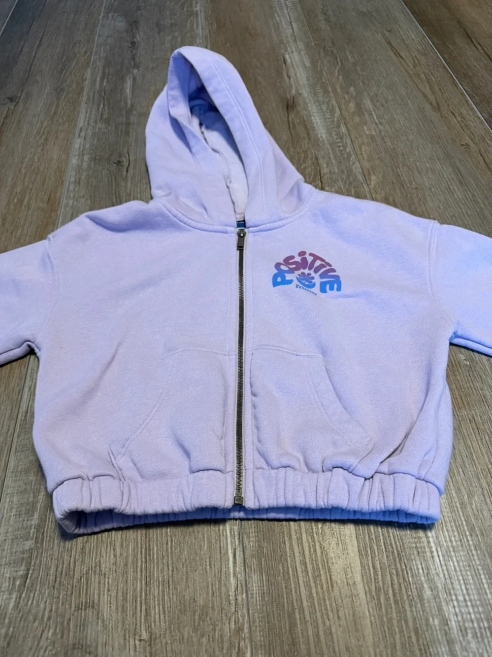 Old Navy Lavender Zip Front Hoodie with 'Positive Mind' Graphic